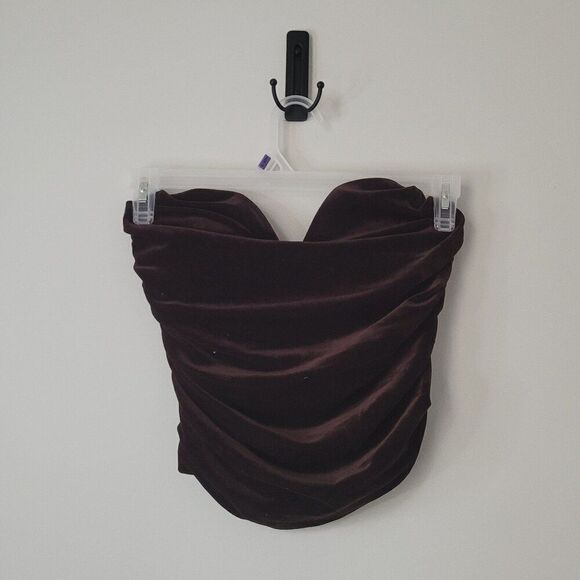 New Express Body Contour Velvet Cranberry Strapless Top Size Small NWT - Picture 1 of 10